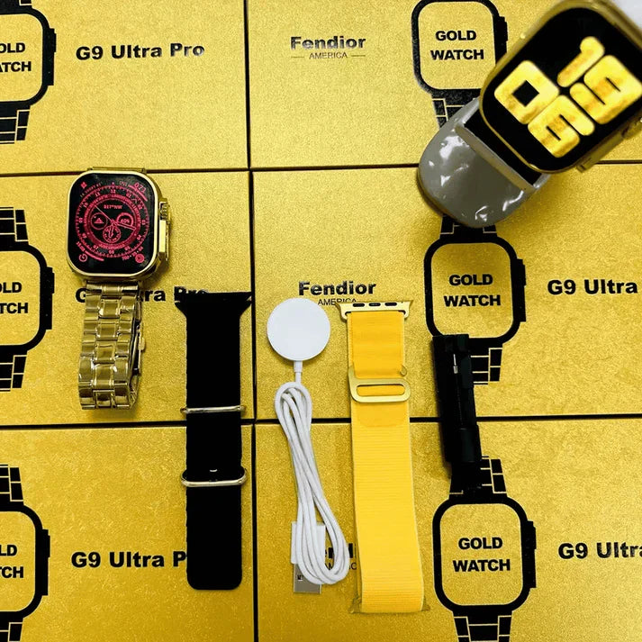 G9 Ultra Pro Series 8 Smart Watch Fendior American Gold Edition With 3 Extra Strap | Always On Display