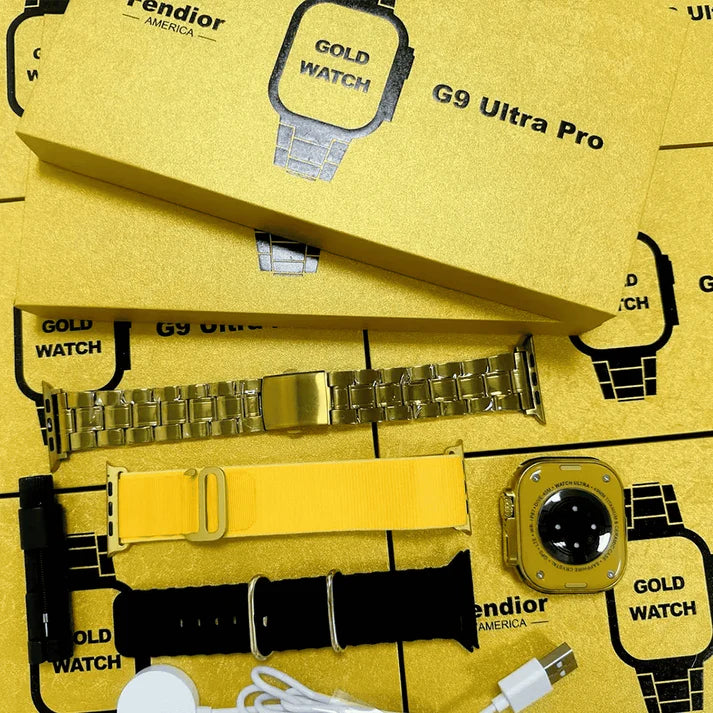 G9 Ultra Pro Series 8 Smart Watch Fendior American Gold Edition With 3 Extra Strap | Always On Display